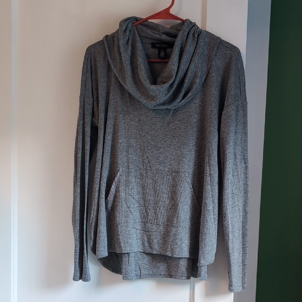 WHBM Heather Gray Cowl Neck Sweater